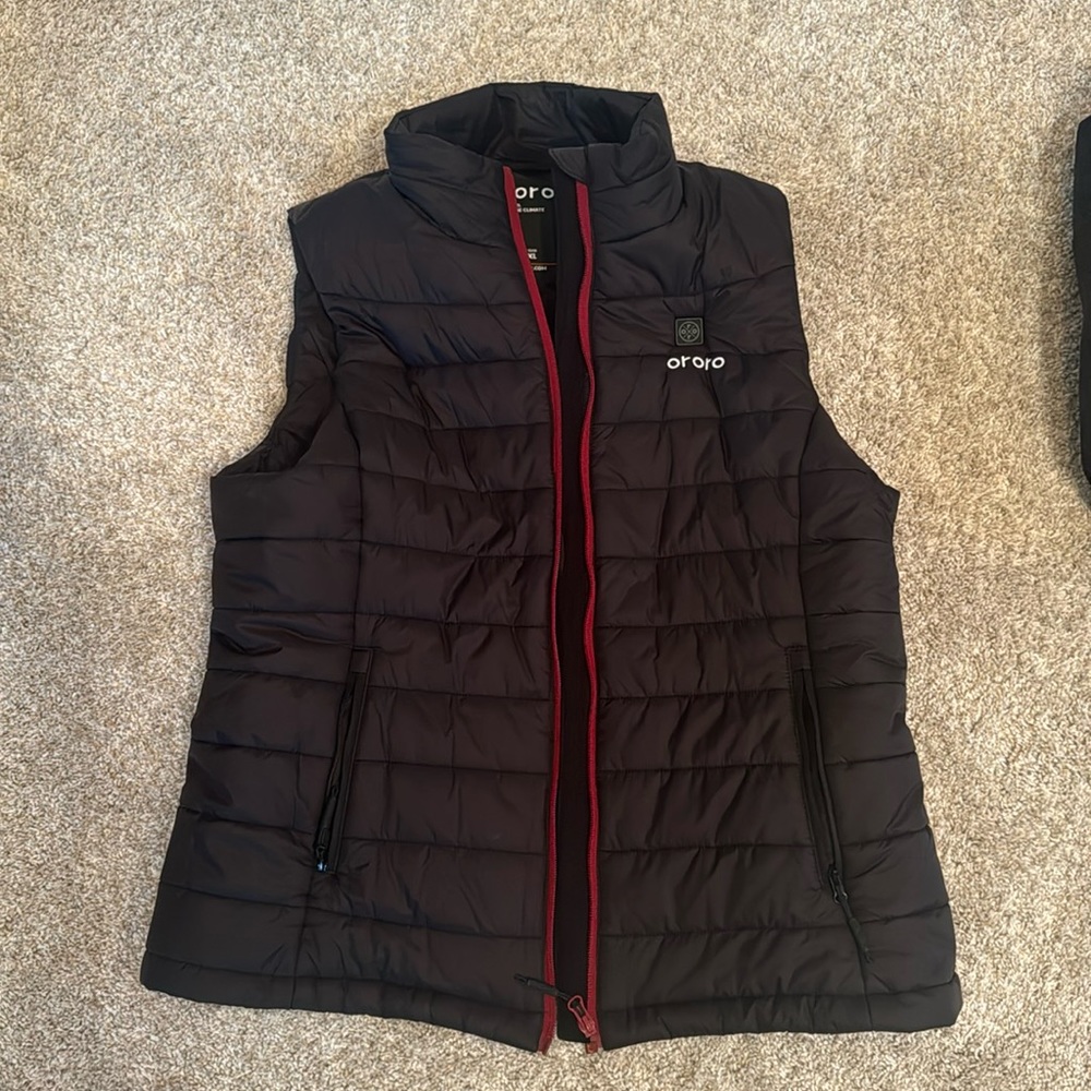 Ororo Black Self Heating Puffer Vest Size Large
